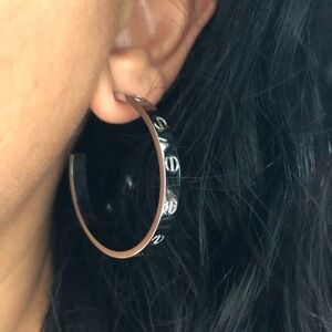 Screw Motif Large Hoop Earrings